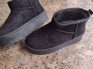 Botas de plataforma Mudd talla 7 para mujer negras góticas emo gamuza cuero - Imagen 1 de 7