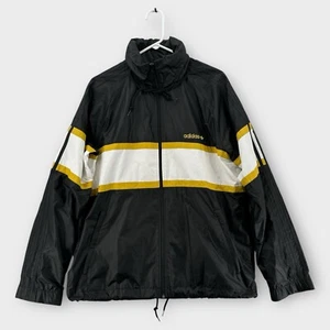 Adidas Jacket Mens Large D3 Originals Black Yellow Windbreaker Hoodie Nylon NEW - Picture 1 of 8