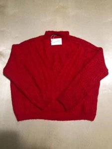 Cárdigan Suéter Universal Thread Para Mujer Cable Mock Cuello Alto Rojo 2XL - Imagen 1 de 9