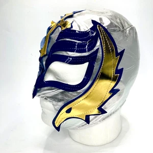 Máscara para niños Mysterio Lucha Máscara Pullover Ajuste Color Plata y Dorado Disfraz Lucha Lib - Imagen 1 de 4