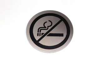 Rauchverbotsschild Rauchen Verboten Edelstahl selbstklebend Ø 7cm Schild NEU OVP - Picture 1 of 5