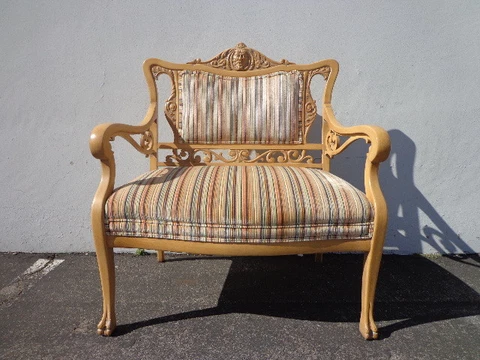 Bench Settee Loveseat French Provincial Boudoir Vanity Bed Vintage Entry Way Cover