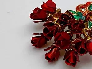 Vintage Enamel Bunch of Roses Pin/Brooch - Picture 1 of 11