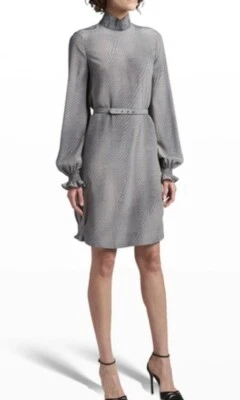 Nuevo sin etiquetas Vestido Giorgio Armani Estampado Geométrico Cinturón Seda Comprado @$2795 EU36 US4 Foto 1 de 4