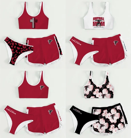 Atlanta Falcons 3PCS Cotton Sports Yoga Suit Crop Tops Cover Up Swim Shorts Gift Cover
