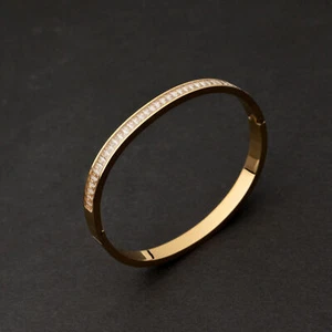 Armband Armreif Edelstahl Damen Strasssteine Edle Armspange Goldfarben Edel Neu - Bild 1 von 5