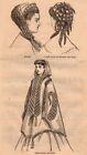 Antique Victorian Art print Fashion 1868 Hairstyle Opera Cloak Hood Bonnet art