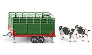 siku 2875, Livestock Trailer with 2 Holstein Cows, 1:32, Metal/Plastic, Green, M