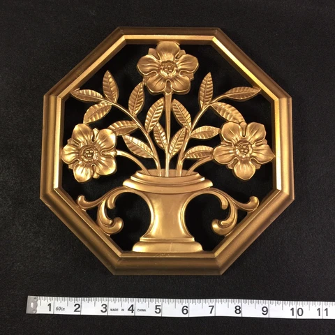 Vintage SYROCO Gold Tone Floral Octagonal Wall Hanging A-4368 Cover
