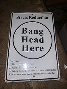Metal Plate Sign Stress Relieve Reduction Bang Head Cave Home Decor Tin Wall Tin