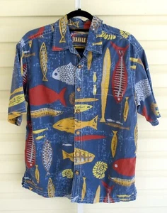 Kahala M Mens Hawaiian Fish Print Cotton SS Shirt EXC - Picture 1 of 5