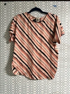 Camicia Anne Klein manica corta taglia small rosa a righe - Foto 1 di 4