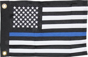 USA Thin Blue Line Police Memorial 12x18 Boat Flag 600D Nylon Heavy Duty 2 Sided - Picture 1 of 2