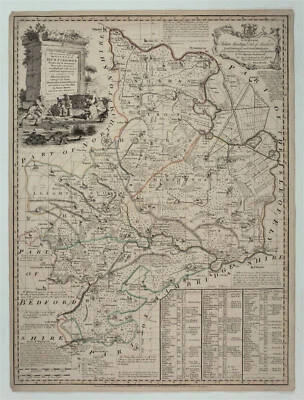 Mapa "Un mapa preciso del condado de Huntingdon" (Huntingdonshire) Bowen, 1760 Foto 1 de 4