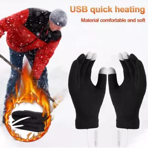 Electric USB Heated Gloves Winter Warming Thermal Snow Hand Warm Windproof New - Picture 1 of 12