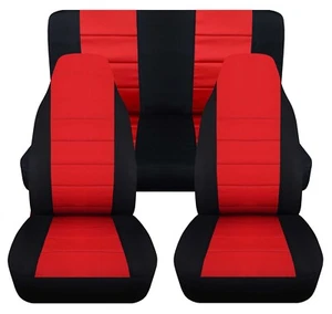 Fits 2003-2006 Jeep Wrangler TJ/LJ Front and Rear seat covers Black red - Picture 1 of 5