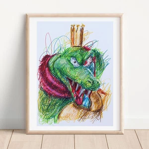 Estampado con bolígrafo King K. Rool, póster artístico de Donkey Kong - Imagen 1 de 3