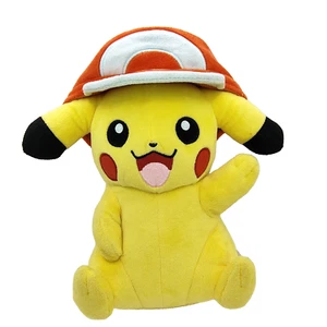 Pokémon Pikachu Plush Wearing Ash's Trainer Hat TOMY 2017 10" - Picture 1 of 17