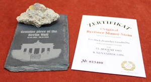 Original  Piece of the BERLIN WALL on Slate Display  + COA - Picture 1 of 18