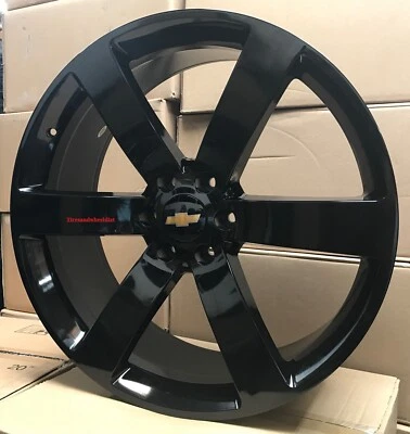 24'' inch TBBS Wheels Gloss Black with Tires fit Chevy SS Trailblazer New 6X127 - Image 1 of 2