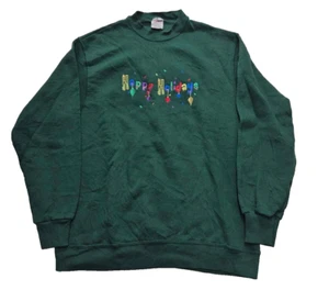 Oneita Felpa Maglione Donna Verde Manica Lunga Taglia L Vintage - Foto 1 di 8