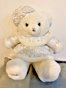2002 WalMART CHRISTMAS Snowflake TEDDY BEAR White Girl 20" Silver Dress Nice NEW - Picture 1 of 2