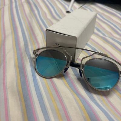 Christian Dior Boy Y1 So Real Sunglasses Brow Bar Blue Split Mirror Unisex EUC - Image 1 of 4