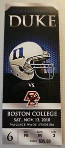 Duke Blue Devils Boston College Eagles Football Ticket 11/13 2010 Chase Rettig - Picture 1 of 2