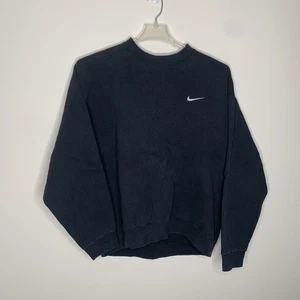 Vintage Nike Herren L Schwarz Pullover Y2K Blank Swoosh Crewneck Sweatshirt - Bild 1 von 8