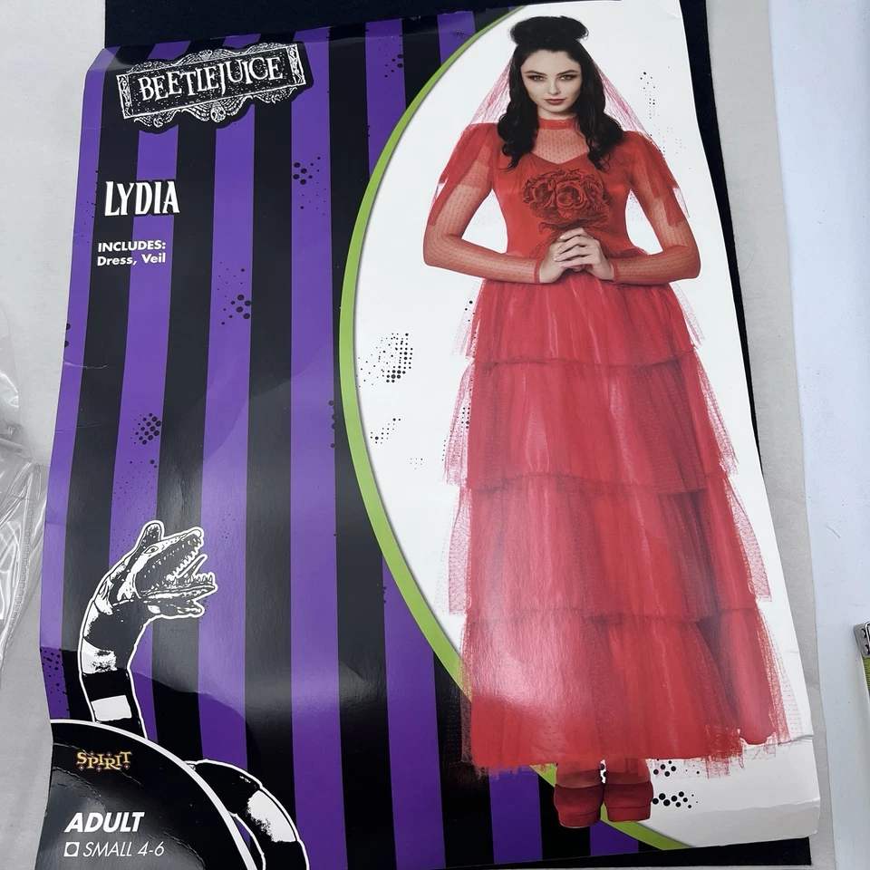 BeetleJuice Lydia's Red Wedding Dress Small 4-6 Costume Cosplay Broadway - Image 1 of 4