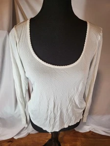 LL Bean Size S Petite White L/S Womans Base Layer Shirt 100% Silk - Picture 1 of 6
