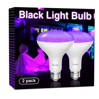 2 Pack 120W Equiv LED Black Light Bulb, BR30 E26 Blacklight Bulbs for Glow in... - Image 1 of 4