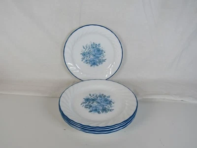 Vintage Corelle by Corning Blue Velvet Rose 7” Side Salad Bread Plate Set Of (6) - Image 1 of 3