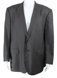 ISAIA Charcoal Brown & Blue Check Wool Woven Men's Blazer Jacket 52 62 - Picture 1 of 8