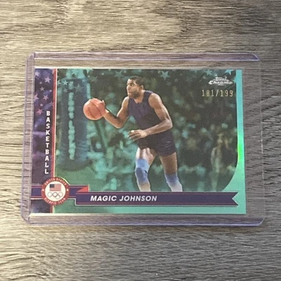 2024 Topps Chrome U.S. Olympics Magic Johnson Refractor numbered card Basketball - Image 1 of 3
