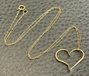 AVON VINTAGE 14K GOLD FILL FLOATING OPEN HEART LOVE SWEETHEART PENDANT NECKLACE - Picture 1 of 7