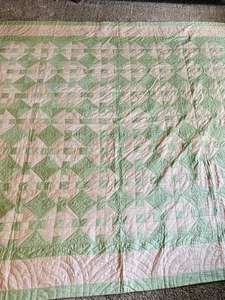 Gorgeous Hand Pieced Machine Patchwork Diamond Pattern Quilt/Throw 93”x 82” - Picture 1 of 7