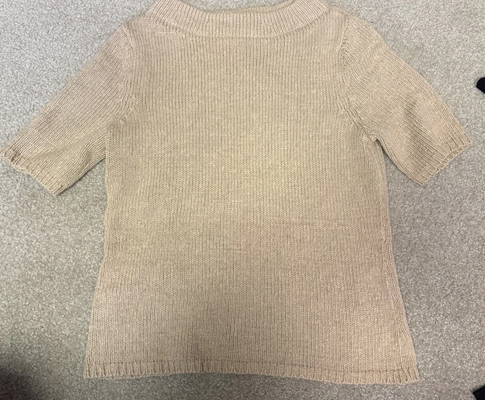 Suéter mediano de algodón beige manga corta Talbots para mujer Foto 1 de 3