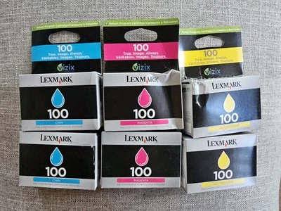 New Genuine Lexmark 100 6 Set Cyan Magenta Yellow OEM INK Cartridge Pinnacle 901 - Image 1 of 4