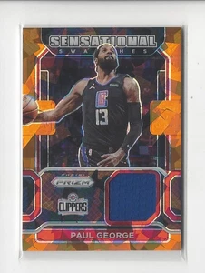 2021-22 Prizm Sensational Swatches Orange Ice Prizm Paul George JERSEY Clippers - Picture 1 of 2