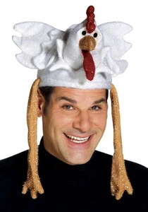 Chicken Flappy Cap Hat White - Picture 1 of 5