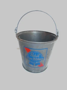 KLEINER VINTAGE Pabst blaues Band Metall Eiskübel 5" HOCH MIT GRIFF - Bild 1 von 3
