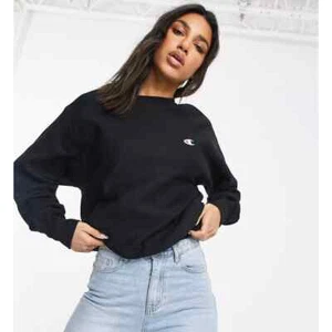 Champion Black Boyfriend Fit Reverse Weave Crew Sweater NWT (S) - Picture 1 of 4