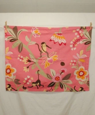 Pottery Barn Kids Pillow Sham Pink Floral Monkey Orange Polka Dot  - Image 1 of 4