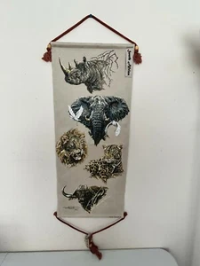 DALE DONGWORTH HAND SCREEN PRINTED SAFARI WALL TAPESTRY HANGING WILD FUR U - Picture 1 of 6