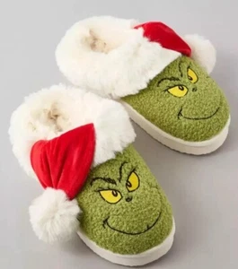 Grinch Weihnachten Scuff flauschige Hausschuhe Damen - AE neu mit Etikett - Größe 7 - - Bild 1 von 4