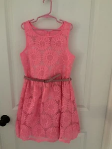 Justice Girls Bright Pink Sundress Dress Floral Flower 10 NWOT - Picture 1 of 3