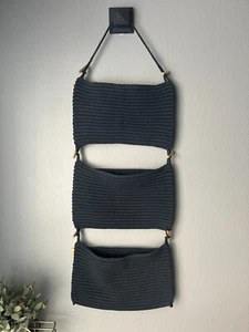 IKEA Blue NORDRANA Basket & Hanging Storage Organizer Handmade Bamboo Hardware - Picture 1 of 3