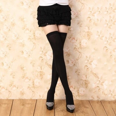 Mujeres Color Sólido Bota Larga Calcetines Sobre la Rodilla Muslo Escuela Secundaria Niña Medias Foto 1 de 4