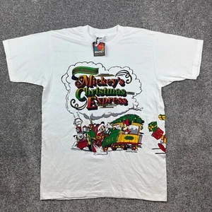 NWT Vintage Mickey's Christmas Express Shirt Mens L Mickey Unlimited Train Set - Picture 1 of 7